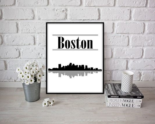 Wall Art Boston Skyline Digital Print Boston Skyline Poster Art Boston Skyline Wall Art Print Boston Skyline City Art Boston Skyline City - Digital Download