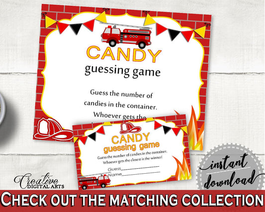 Candy Guessing Baby Shower Candy Guessing Fireman Baby Shower Candy Guessing Red Yellow Baby Shower Fireman Candy Guessing prints, pdf LUWX6 - Digital Product