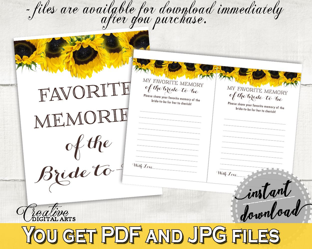 Favorite Memories Bridal Shower Favorite Memories Sunflower Bridal Shower Favorite Memories Bridal Shower Sunflower Favorite Memories SSNP1 - Digital Product