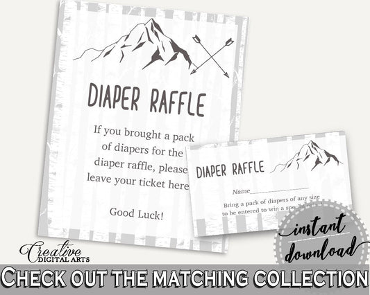 Diaper Raffle Baby Shower Diaper Raffle Adventure Mountain Baby Shower Diaper Raffle Gray White Baby Shower Adventure Mountain Diaper S67CJ - Digital Product