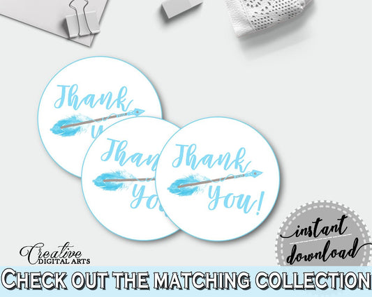 Round Tags Baby Shower Round Tags Aztec Baby Shower Round Tags Blue White Baby Shower Aztec Round Tags - QAQ18 - Digital Product