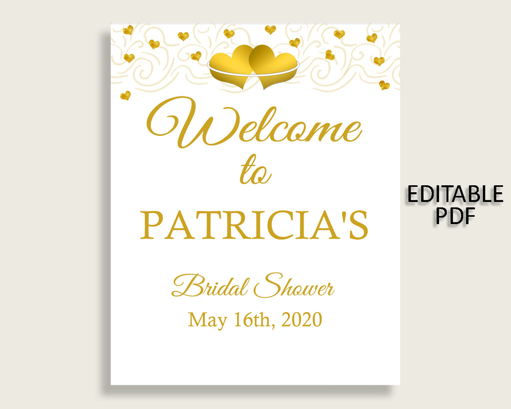 Welcome Sign Bridal Shower Welcome Sign Gold Hearts Bridal Shower Welcome Sign Bridal Shower Gold Hearts Welcome Sign White Gold 6GQOT