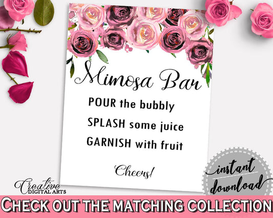 Mimosa Bar Sign Bridal Shower Mimosa Bar Sign Floral Bridal Shower Mimosa Bar Sign Bridal Shower Floral Mimosa Bar Sign Pink Purple - BQ24C - Digital Product