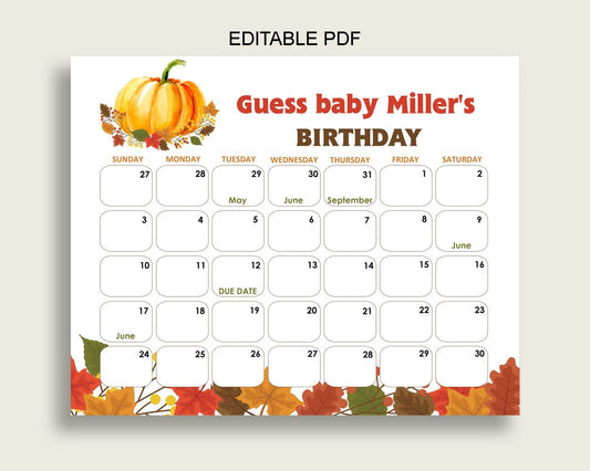 Birthday Predictions Baby Shower Birthday Predictions Fall Baby Shower Birthday Predictions Baby Shower Pumpkin Birthday Predictions BPK3D - Digital Product