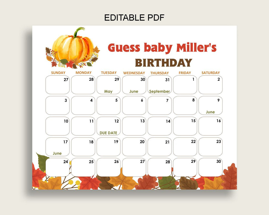 Birthday Predictions Baby Shower Birthday Predictions Fall Baby Shower Birthday Predictions Baby Shower Pumpkin Birthday Predictions BPK3D - Digital Product