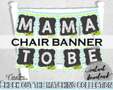 Baby shower CHAIR BANNER decoration printable with green alligator and blue color theme, instant download - ap002