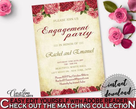 Engagement Party Invitation Bridal Shower Engagement Party Invitation Vintage Bridal Shower Engagement Party Invitation Bridal Shower XBJK2 - Digital Product