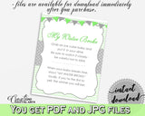 MY WATER BROKE baby shower boy girl game with chevron green theme, instant download - cgr01