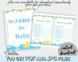Yellow Rubber Ducky Baby Shower Cute Learning Respecting WISHES FOR BABY, Pdf Jpg, Party Organizing, Party Décor - rd002 - Digital Product
