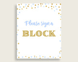 Sign A Block Baby Shower Decorate A Block Confetti Baby Shower Sign A Block Blue Gold Baby Shower Confetti Decorate A Block prints cb001