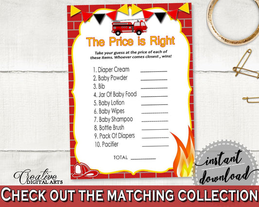 Price Is Right Baby Shower Price Is Right Fireman Baby Shower Price Is Right Red Yellow Baby Shower Fireman Price Is Right - LUWX6 - Digital Product