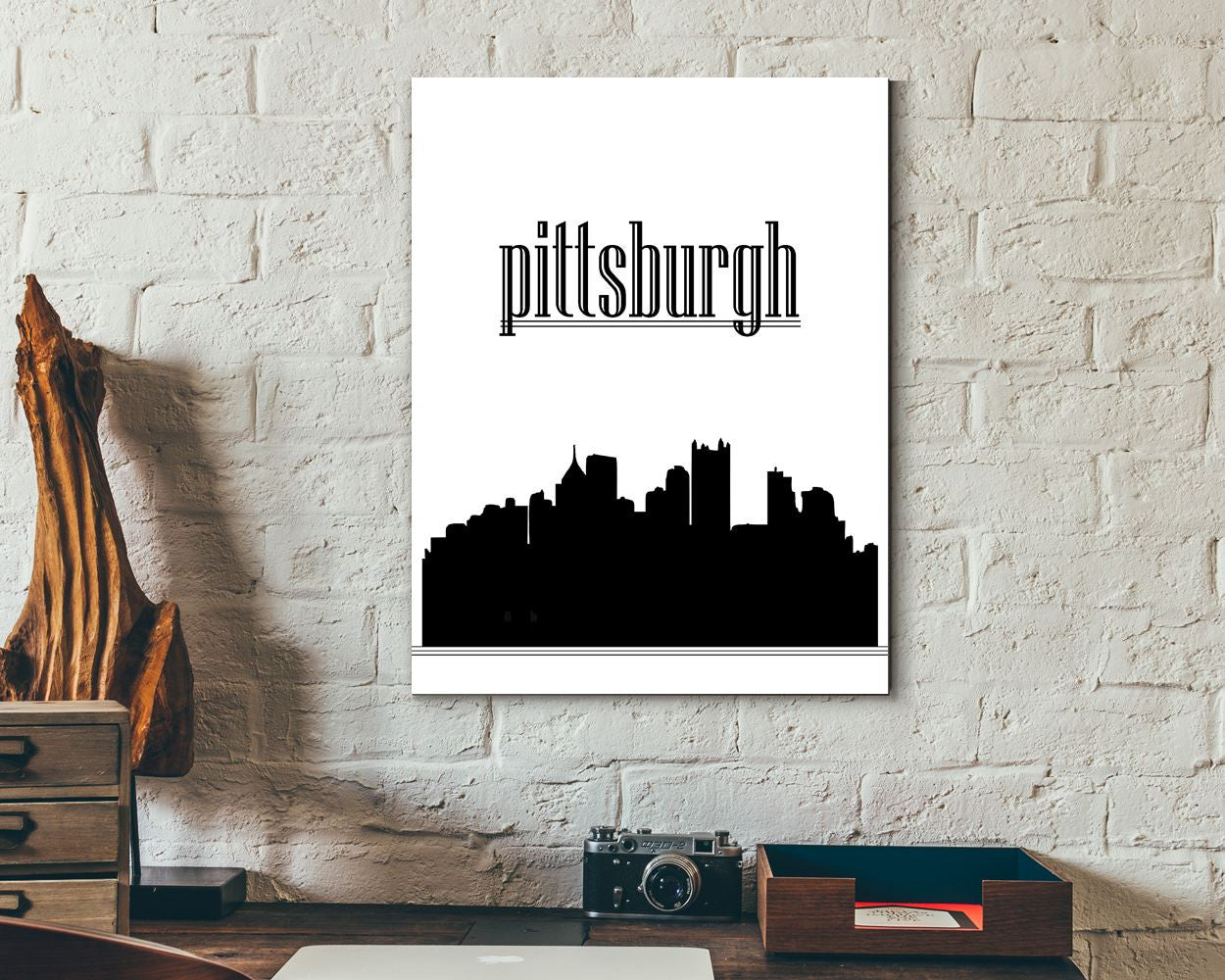 Wall Art Pittsburgh Silhouette Digital Print Pittsburgh Silhouette Poster Art Pittsburgh Silhouette Wall Art Print Pittsburgh Silhouette  - Digital Download