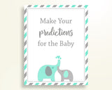 Baby Predictions Baby Shower Baby Predictions Turquoise Baby Shower Baby Predictions Baby Shower Elephant Baby Predictions Green Gray 5DMNH - Digital Product