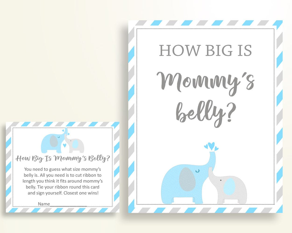 Mommy's Belly Baby Shower Mommy's Belly Elephant Baby Shower Mommy's Belly Blue Gray Baby Shower Elephant Mommy's Belly pdf jpg party C0U64 - Digital Product