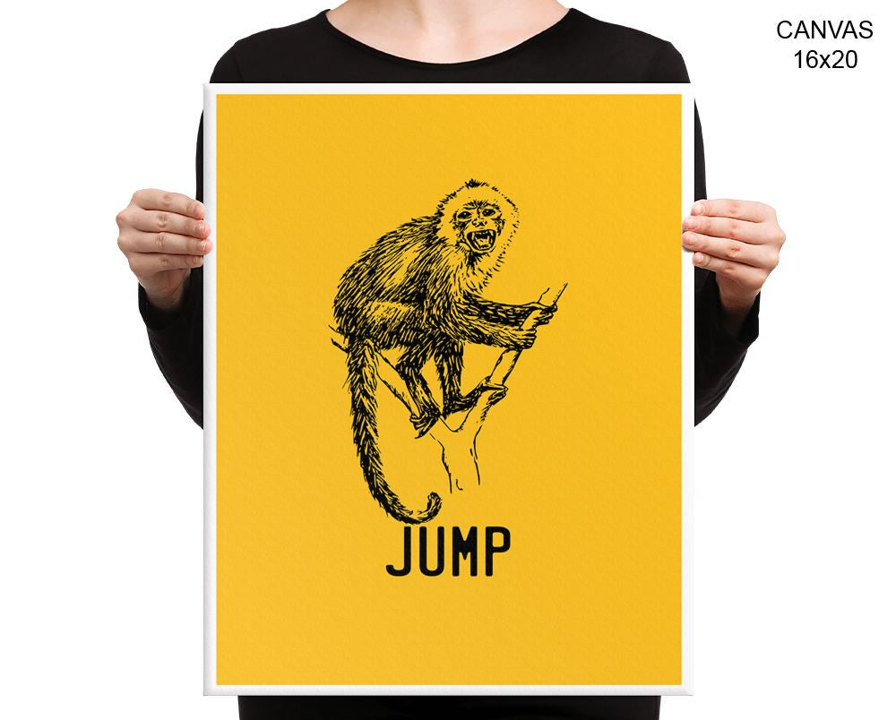 Jump Monkey Print, Beautiful Wall Art with Frame and Canvas options available Living Room Decor