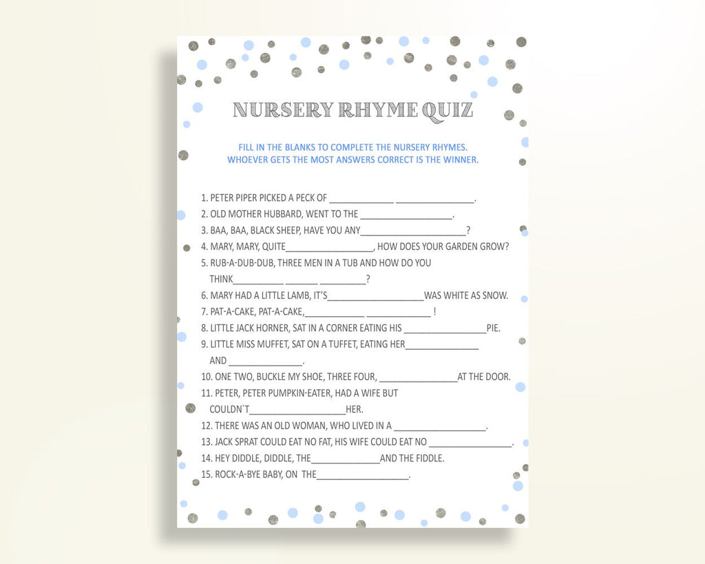 Nursery Rhyme Quiz Baby Shower Nursery Rhyme Quiz Blue And Silver Baby Shower Nursery Rhyme Quiz Blue Silver Baby Shower Blue And OV5UG - Digital Product
