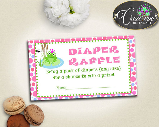 Green And Pink Baby Prince Charming Bring Diapers Ticket Printable DIAPER RAFFLE, Instant Download, Shower Celebration - bsf01 - Digital Product