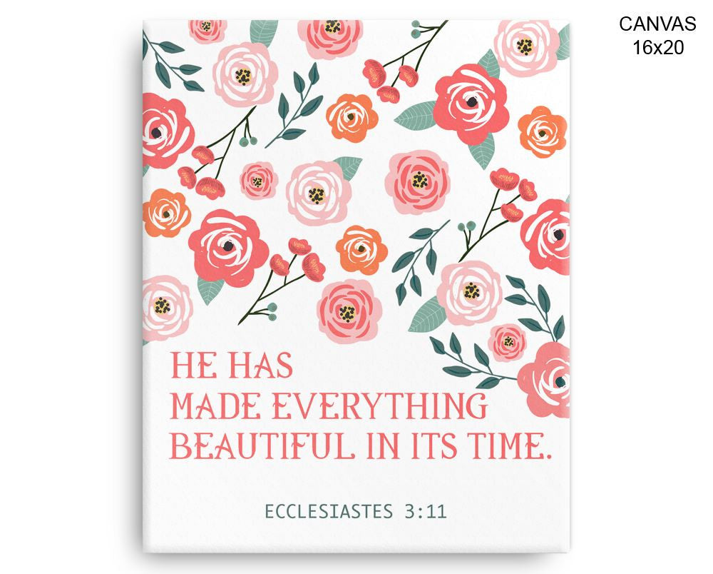 Ecclesiastes Print, Beautiful Wall Art with Frame and Canvas options available Scripture Decor