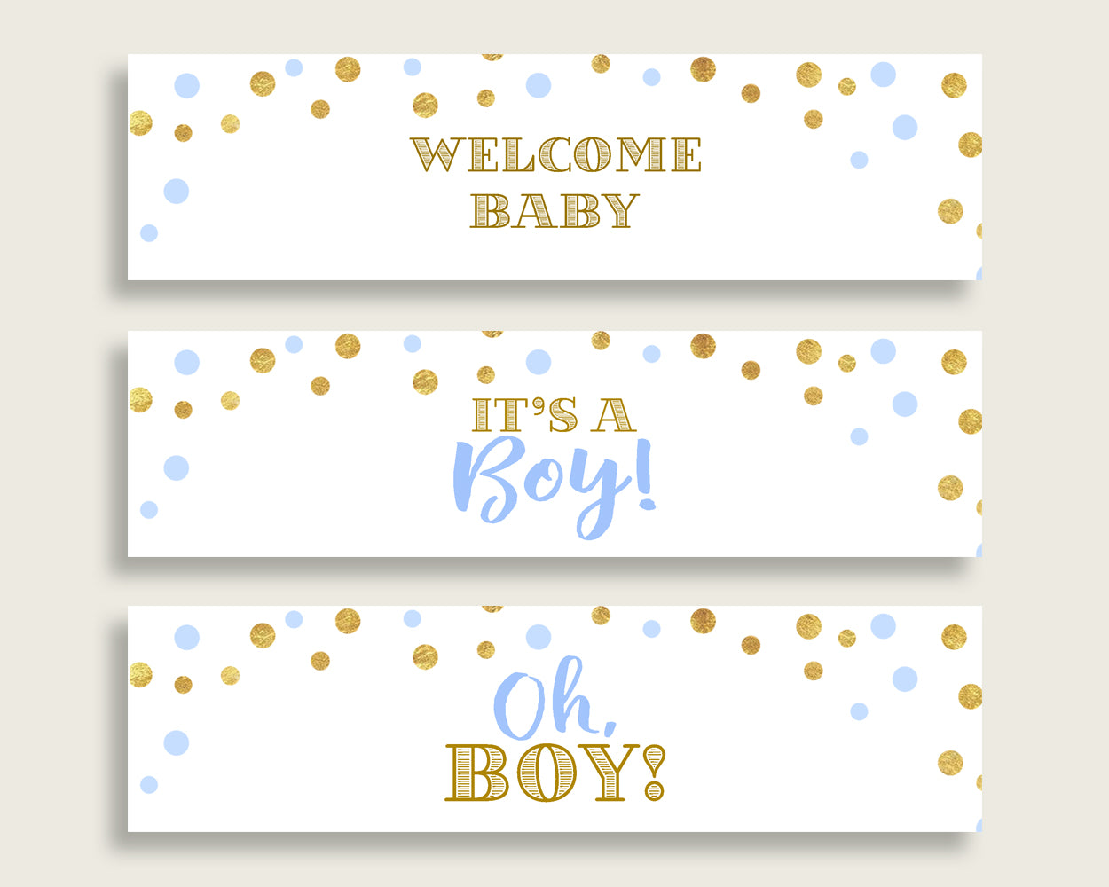 Bottle Labels Baby Shower Bottle Labels Confetti Baby Shower Bottle Labels Blue Gold Baby Shower Confetti Bottle Labels prints cb001