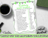 CELEBRITY BABY NAMES baby shower boy girl game with chevron green theme, digital files, Jpg Pdf, instant download - cgr01
