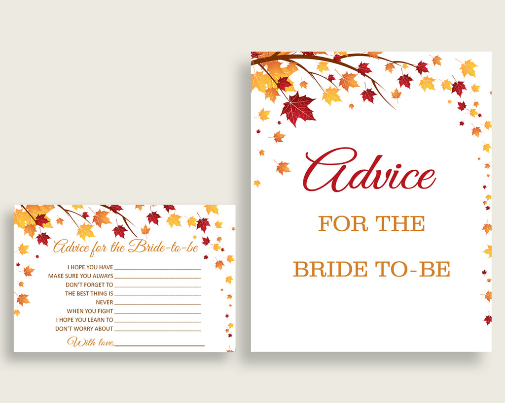 Advice Cards Bridal Shower Advice Cards Fall Bridal Shower Advice Cards Bridal Shower Autumn Advice Cards Brown Yellow party stuff YCZ2S