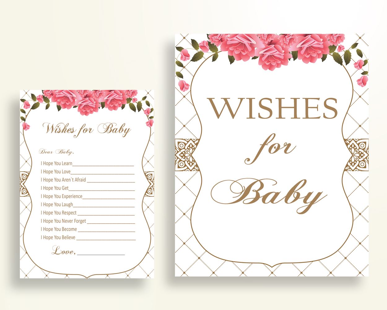 Wishes For Baby Baby Shower Wishes For Baby Roses Baby Shower Wishes For Baby Baby Shower Roses Wishes For Baby Pink White prints U3FPX - Digital Product