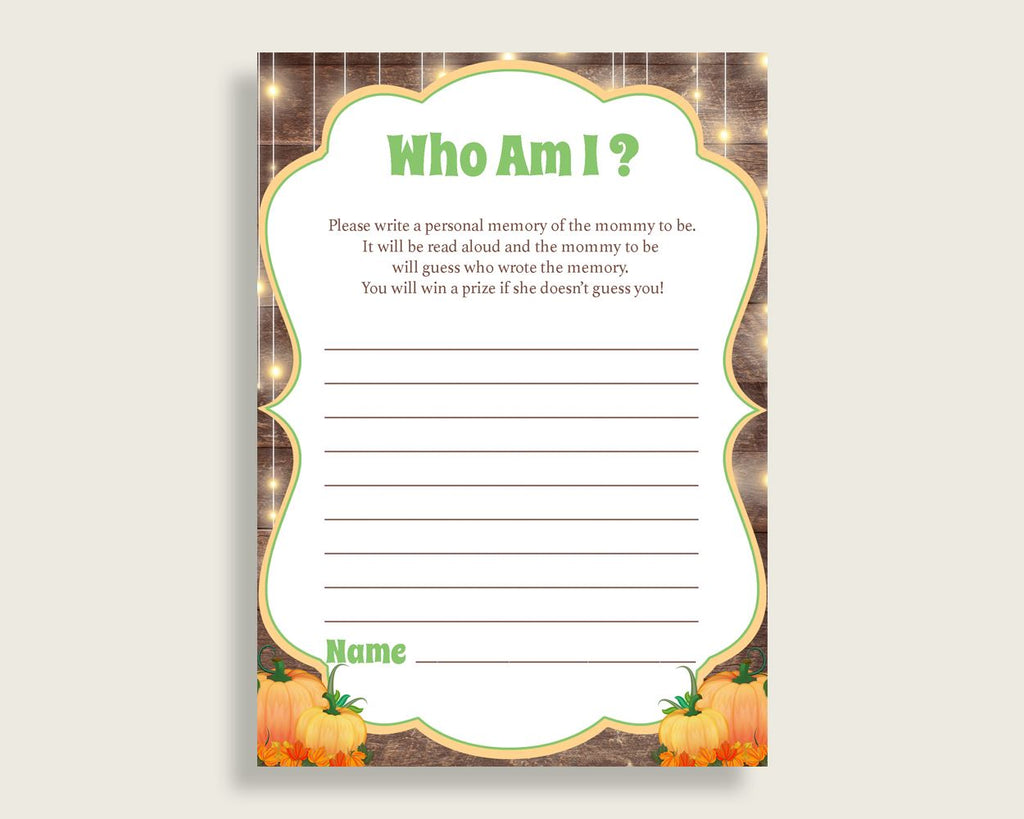 Who Am I Baby Shower Who Am I Autumn Baby Shower Who Am I Baby Shower Autumn Who Am I Brown Orange paper supplies instant download 0QDR3 - Digital Product