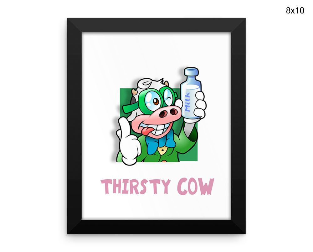 Thirsty Cow Print, Beautiful Wall Art with Frame and Canvas options available Kitchen Decor