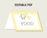 Food Tents Baby Shower Food Tents Yellow Baby Shower Food Tents Baby Shower Elephant Food Tents Yellow Gray printable files pdf jpg W6ZPZ
