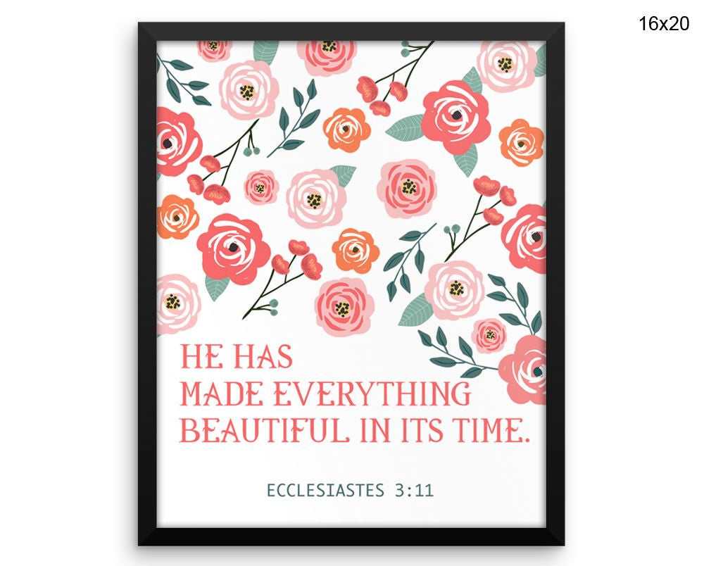 Ecclesiastes Print, Beautiful Wall Art with Frame and Canvas options available Scripture Decor