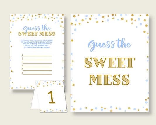 Sweet Mess Baby Shower Sweet Mess Confetti Baby Shower Sweet Mess Blue Gold Baby Shower Confetti Sweet Mess instant download prints cb001