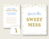 Sweet Mess Baby Shower Sweet Mess Confetti Baby Shower Sweet Mess Blue Gold Baby Shower Confetti Sweet Mess instant download prints cb001