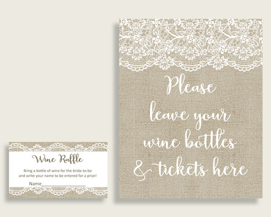 Wine Raffle Bridal Shower Wine Raffle Burlap And Lace Bridal Shower Wine Raffle Bridal Shower Burlap And Lace Wine Raffle Brown White NR0BX