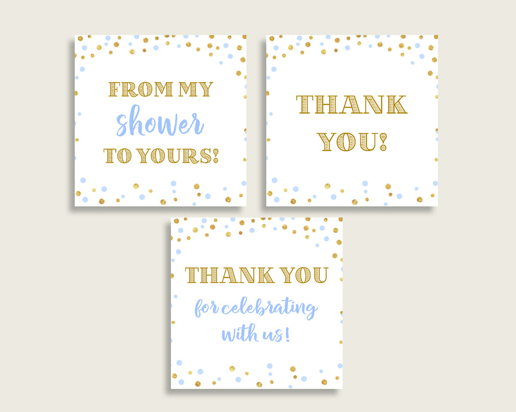Thank You Tags Baby Shower Thank You Tags Confetti Baby Shower Thank You Tags Blue Gold Baby Shower Confetti Thank You Tags prints cb001