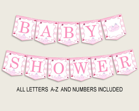 Banner Baby Shower Banner Pink Whale Baby Shower Banner Baby Shower Pink Whale Banner Pink White Popular Baby Whale Sea Animals wbl02