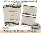 Words Of Wisdom For The Bride And Groom in Seashells And Pearls Bridal Shower Brown And Beige Theme, bridal advice cards, prints - 65924 - Digital Product