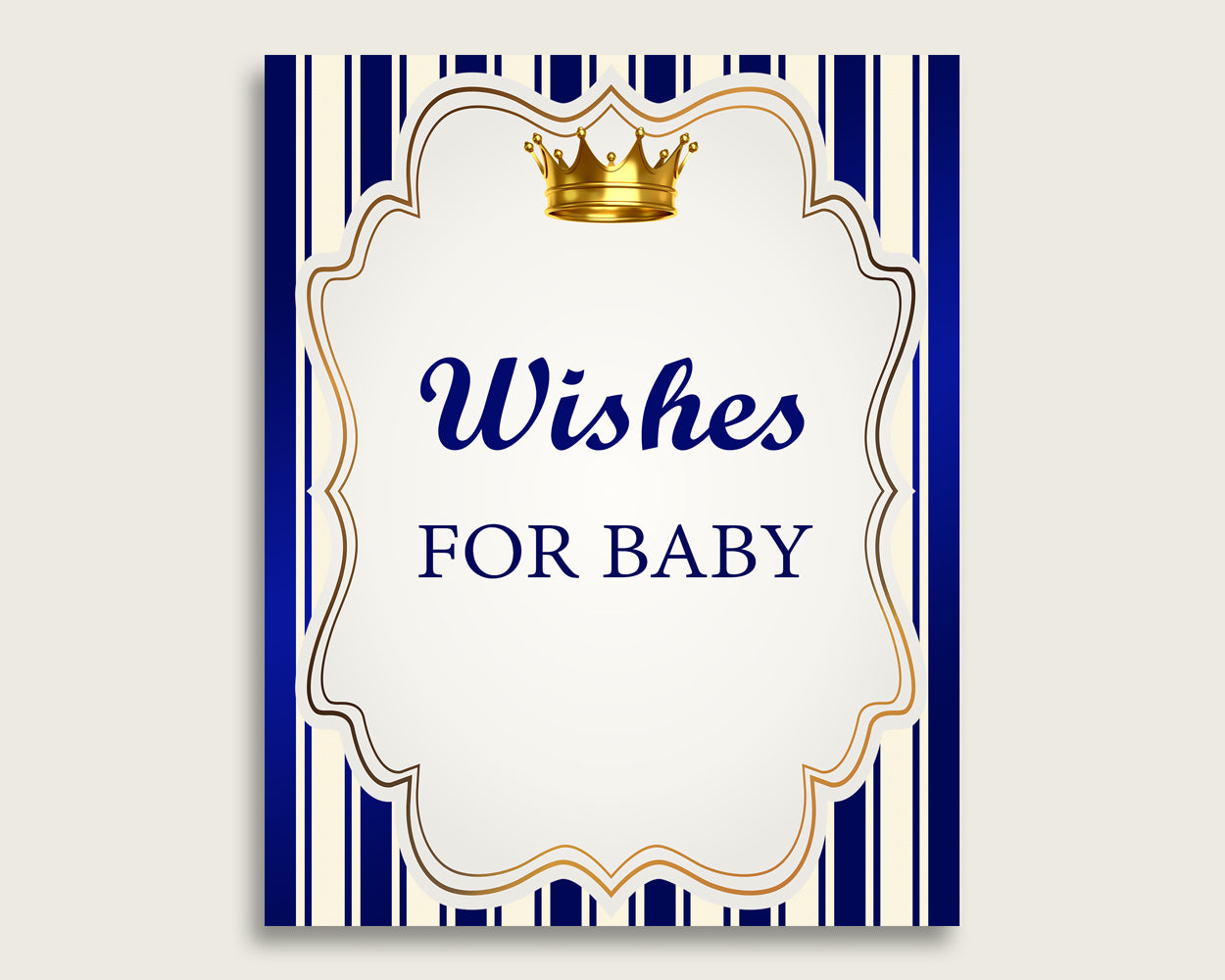 Blue Gold Wishes For Baby Cards & Sign, Royal Prince Baby Shower Boy Well Wishes Game Printable, Instant Download, Royal Blue King rp001