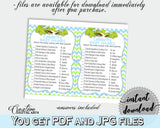 CELEBRITY BABY NAMES baby shower game with green alligator and blue color theme, instant download - ap002