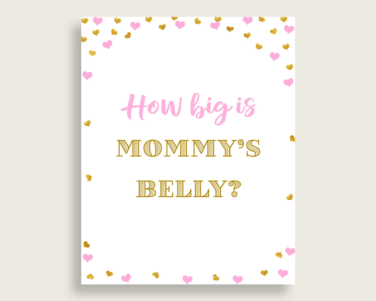 Mommy's Belly Baby Shower Mommy's Belly Hearts Baby Shower Mommy's Belly Baby Shower Hearts Mommy's Belly Pink Gold instant download bsh01