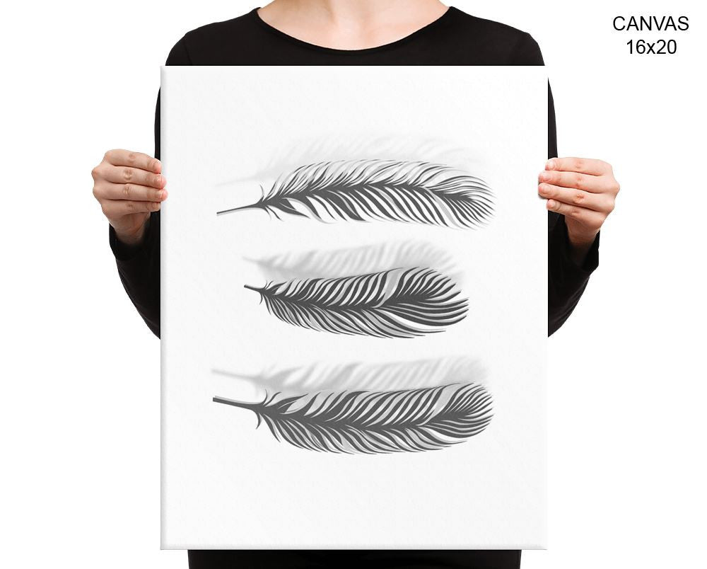 Black And White Print, Beautiful Wall Art with Frame and Canvas options available Feathers Decor