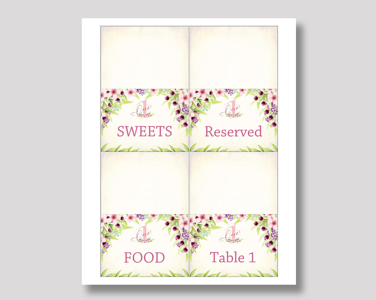 First Food Tent Pink Green Tent Cards First Food Table Labels First Foldable Food Tent Girl KAF9O