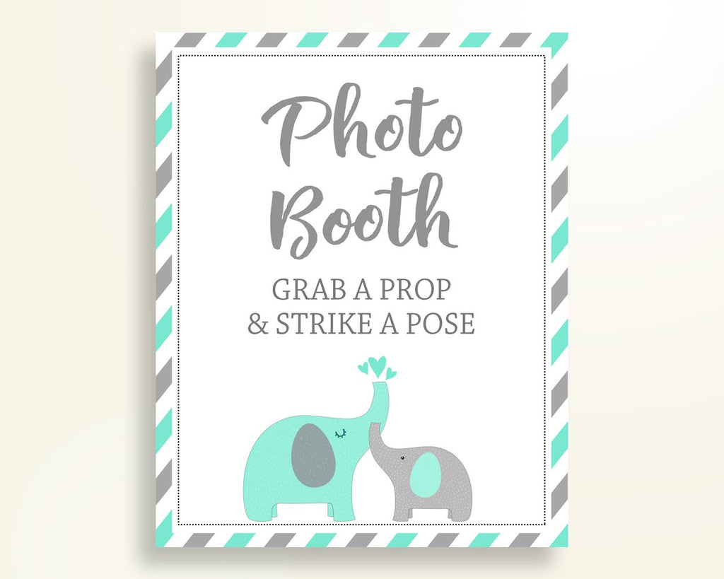 Photobooth Sign Baby Shower Photobooth Sign Turquoise Baby Shower Photobooth Sign Baby Shower Elephant Photobooth Sign Green Gray 5DMNH - Digital Product