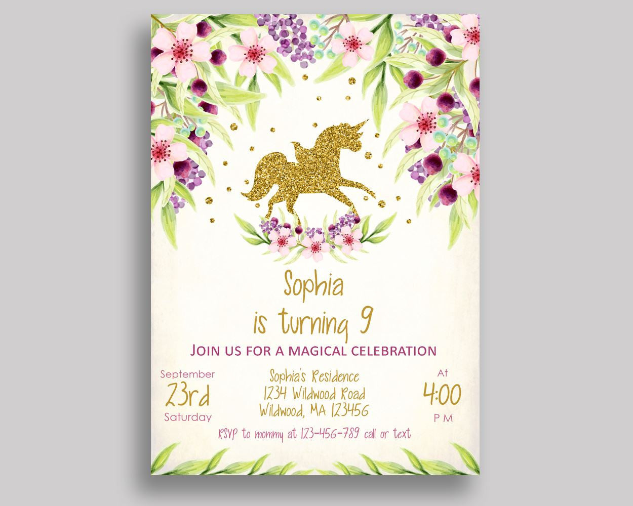 Unicorn Gold Birthday Invitation Unicorn Gold Birthday Party Invitation Unicorn Gold Birthday Party Unicorn Gold Invitation Girl 1PO5O - Digital Product