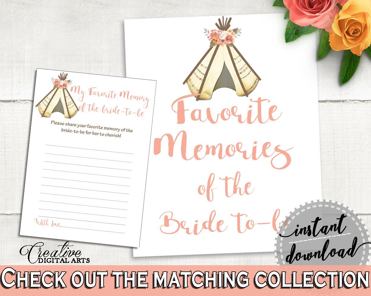 Favorite Memories Bridal Shower Favorite Memories Tribal Bridal Shower Favorite Memories Bridal Shower Tribal Favorite Memories Pink 9ENSG - Digital Product