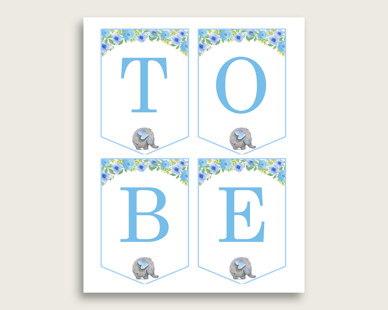 Elephant Blue Baby Shower Chair Banner Printable, Blue Gray Chair Banner, Boy Shower, Mama To Be, Mommy, Dad Mom To Be, Instant ebl01