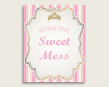 Royal Princess Guessing Game Baby Shower Girl, Pink Gold Guess The Sweet Mess Game Printable, Dirty Diaper Game, Instant Download, rp002