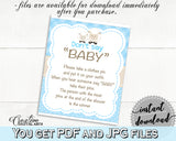 Little Lamb Baby Shower Boy DON'T SAY BABY game sheep printable blue theme, digital files, jpg pdf, instant download - fa001
