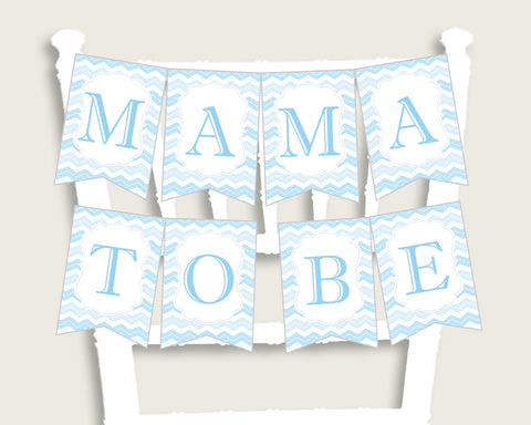 Chevron Baby Shower Chair Banner Printable, Blue White Chair Banner, Boy Shower, Mama To Be, Mommy, Dad Mom To Be, Instant Download, cbl01
