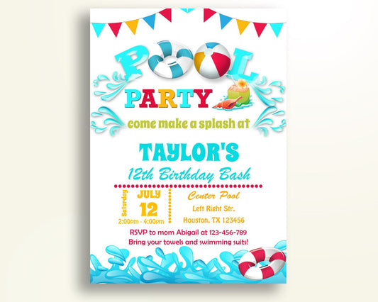 Pool Birthday Invitation Pool Birthday Party Invitation Pool Birthday Party Pool Invitation Boy Girl summer invitation summer pool G3C3V - Digital Product