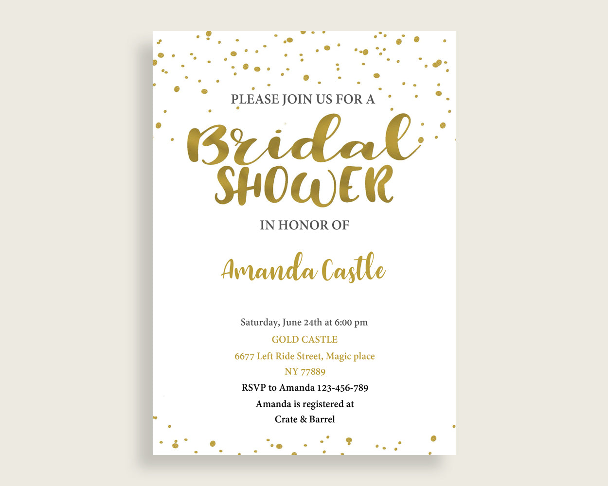 Invitation Bridal Shower Invitation Gold Bridal Shower Invitation Bridal Shower Gold Invitation Gold White pdf jpg digital print paper G2ZNX